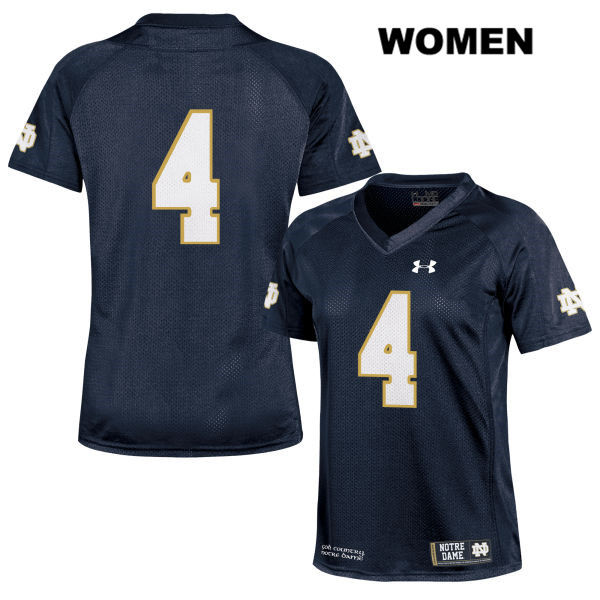 Women's NCAA Notre Dame Fighting Irish #4 Kevin Austin Jr. Stitched College Under Armour Authentic Navy No Name Football Jersey XH10A08GW